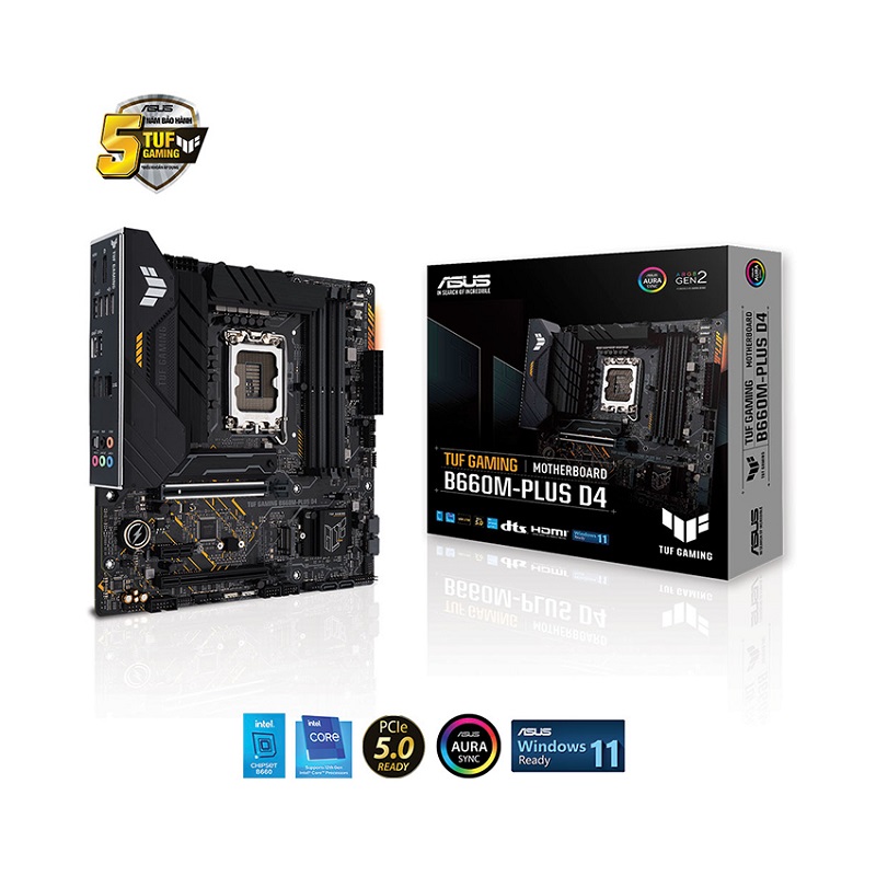 Mainboard Asus TUF GAMING B660M-PLUS D4 (Intel B660, Socket 1700, M-ATX, 4 khe RAM DDR4)