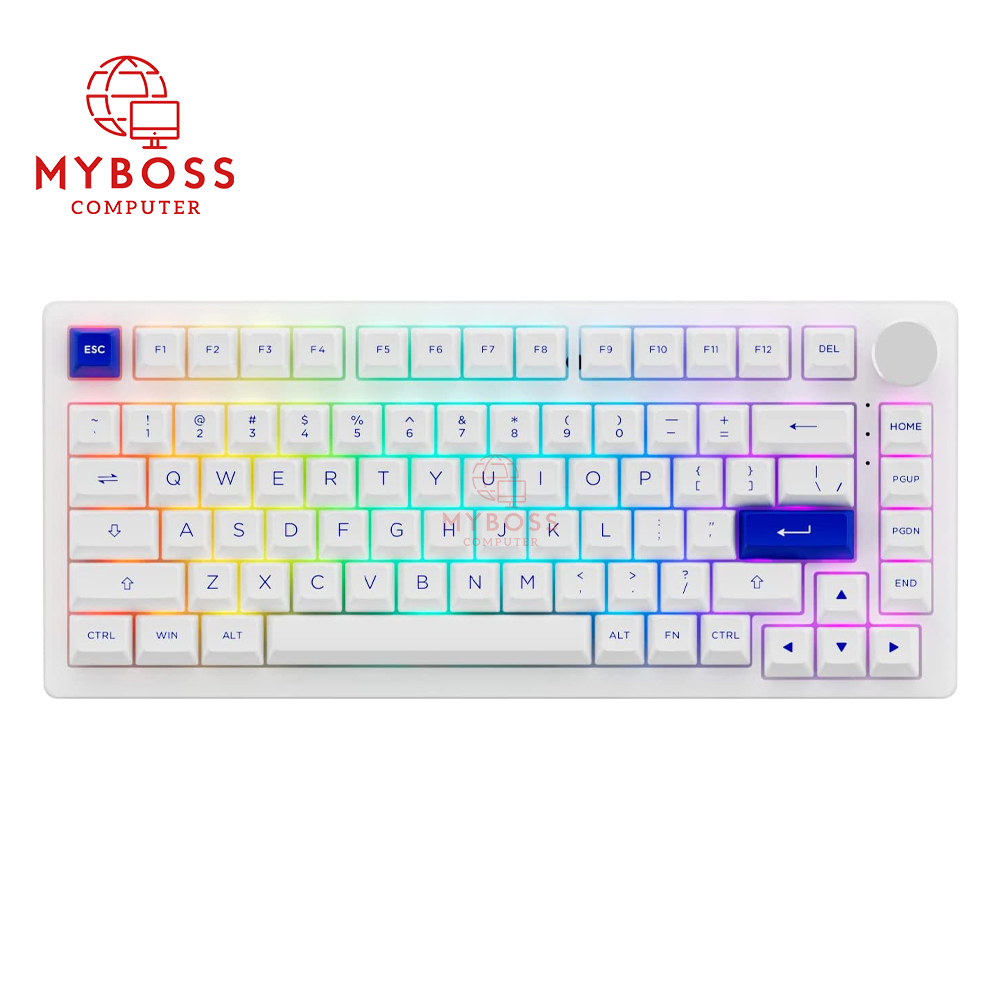 Bàn phím AKKO PC75B Plus Blue on White (Bluetooth 5.0 / Wireless 2.4Ghz / Hotswap / Foam tiêu âm / AKKO CS Jelly switch)
