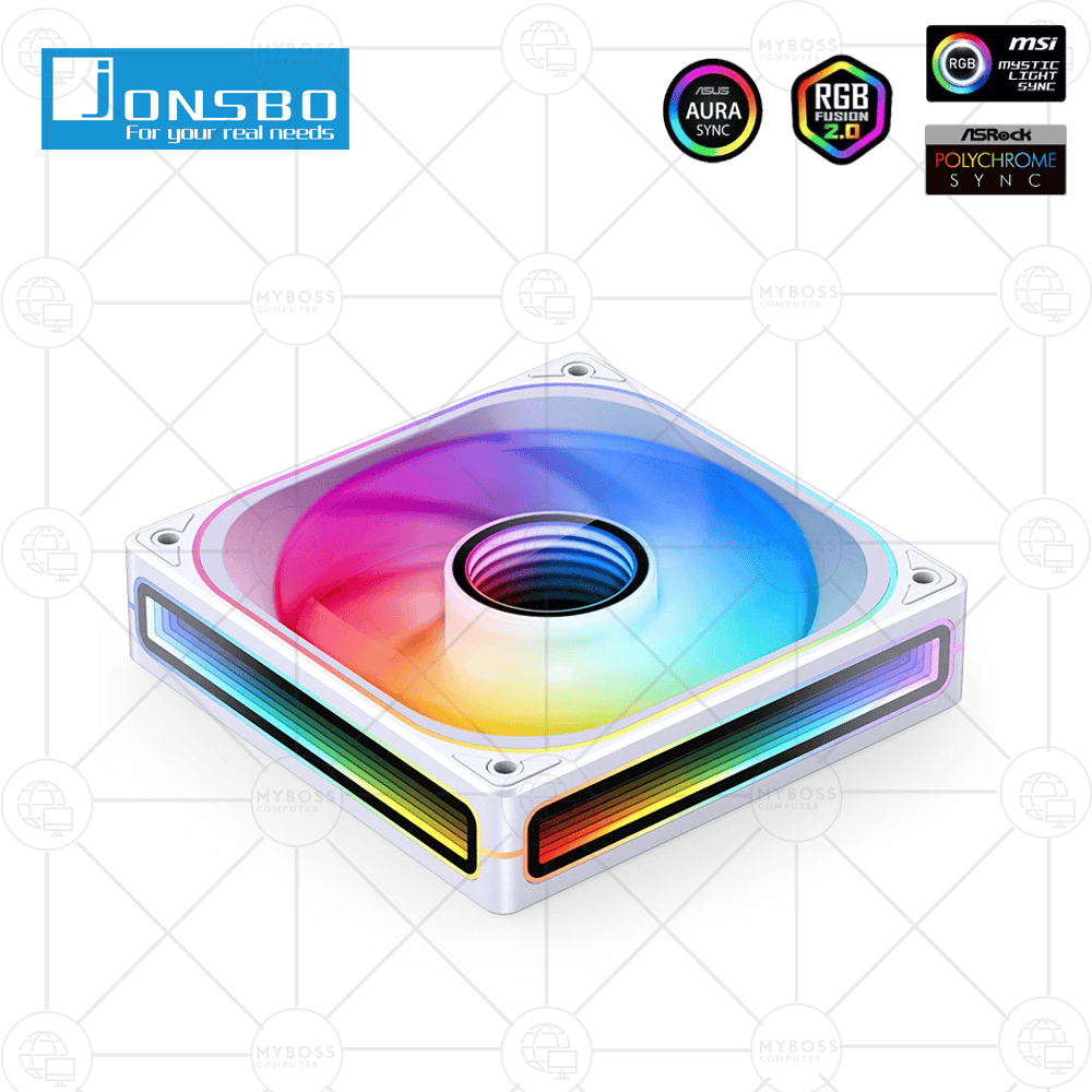 Fan JONSBO ZB-120W LED ARGB Vô Cực, Sync Main - White