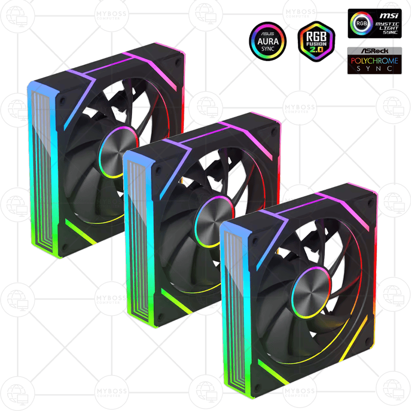 Kit 3 Fan PRISM 8 PRO F3 LED ARGB Vô Cực, Sync Main - Black