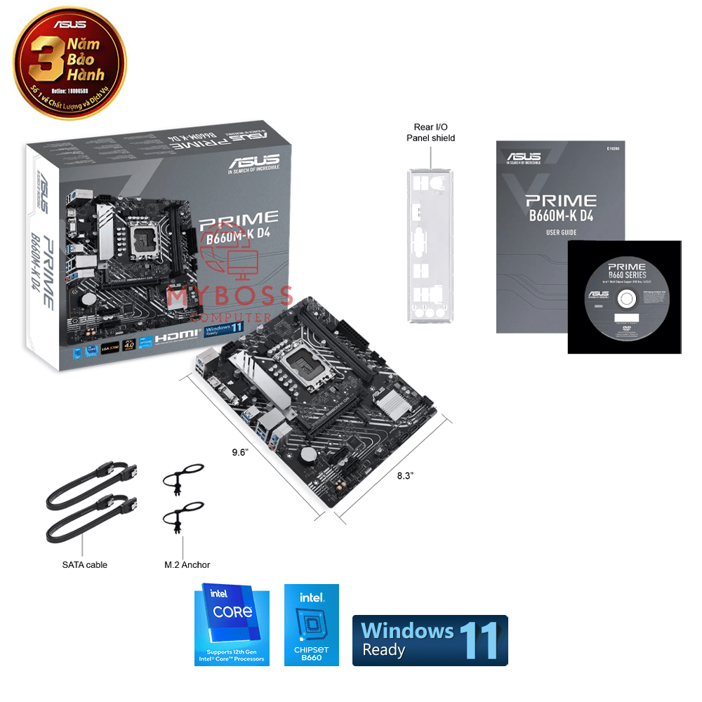 Mainboard Asus PRIME B660M-K D4 (Intel B660, Socket 1700, m-ATX, 2 khe RAM DDR4)