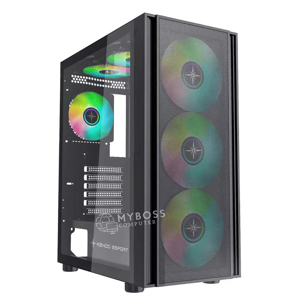 Vỏ Case KENOO ESPORT EM700 - 3F - Black (Tặng 3 Fan LED RGB)