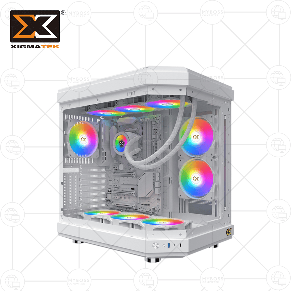 Vỏ Case XIGMATEK ALPHA CUBI ARTIC - White (Tặng 3 Fan ARGB/ Chỉnh Led Qua Phần Mềm)