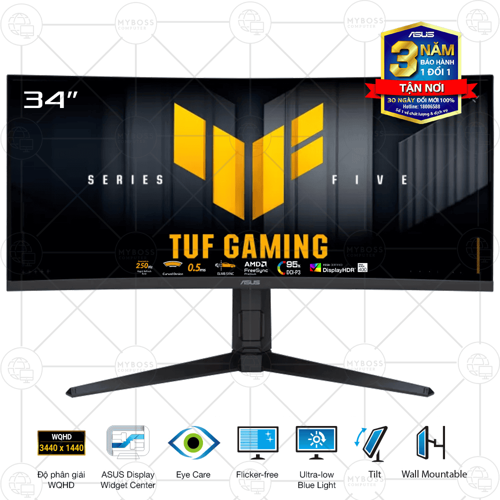 Màn Hình Cong ASUS TUF VG34WQML5A 34in/ 2K WQHD/ VA/ 250Hz/ 1ms GtG/ FreeSync/ Có Loa