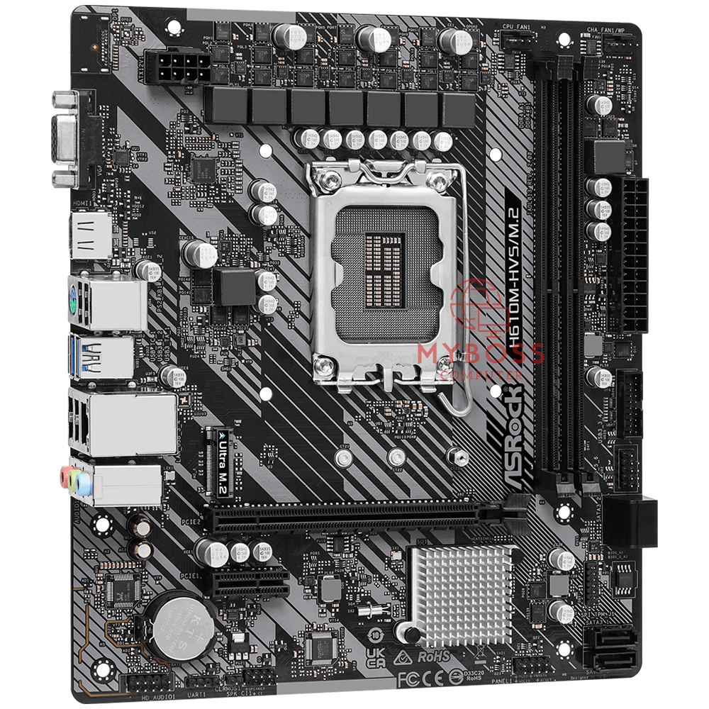 Mainboard ASRock H610M-HVS/M.2 R2.0 (Intel H610, Socket 1700, mATX, 2 khe Ram DDR4)