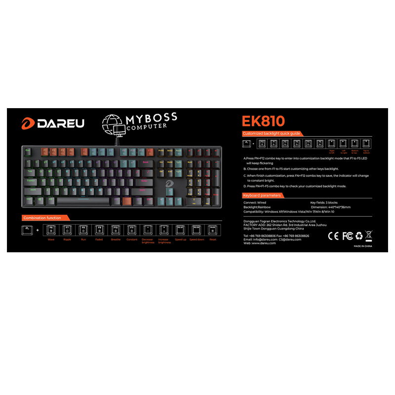 Bàn phím cơ DareU EK810 - Black MULTI-LED (Red Switch)