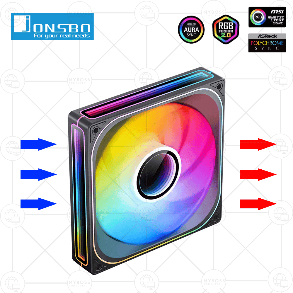 Fan JONSBO ZB-120BR LED ARGB Vô Cực, Sync Main - Black/ Cánh Đảo Chiều