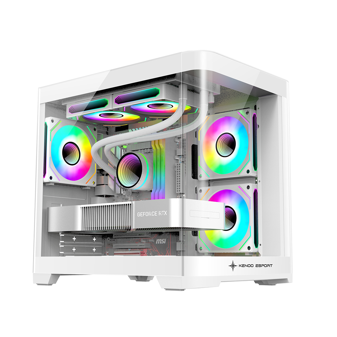 Vỏ máy tính KENOO ESPORT MK400 White M.ATX (tặng 3 fan led RGB)