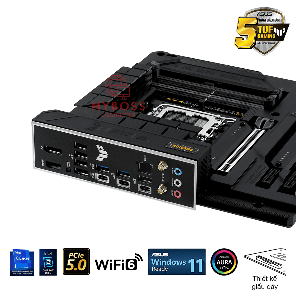 Mainboard ASUS TUF GAMING B760M-BTF WIFI D4 (Intel B760, Socket 1700, m-ATX, 4 khe RAM DDR4)