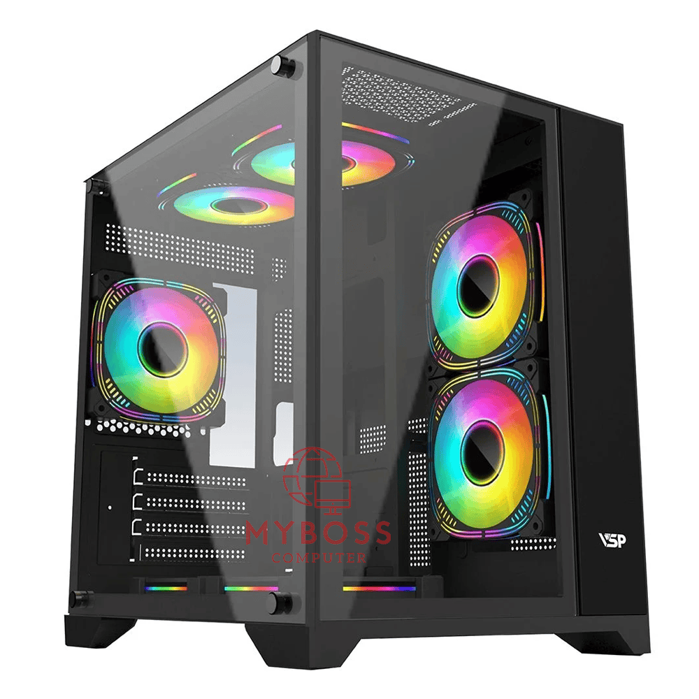 Vỏ Case VSP AQUANAUT PRO GAMING X2 - Black (Tặng 3 Fan ARGB/ Chỉnh Led Qua Phần Mềm)