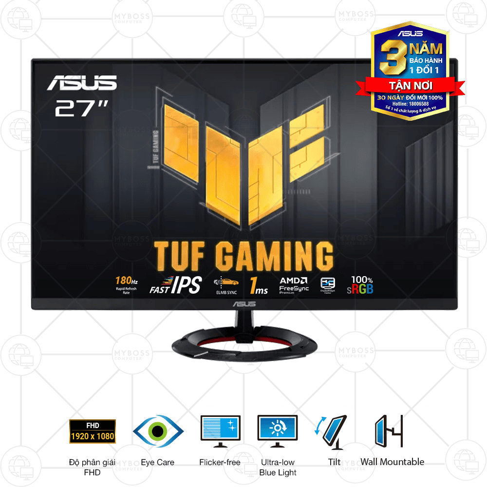 Màn Hình ASUS TUF Gaming VG279Q3R 27in/ FHD/ Fast IPS/ 180Hz/ 1ms GTG/ Adaptive Sync/ ELMBSync/ Có Loa