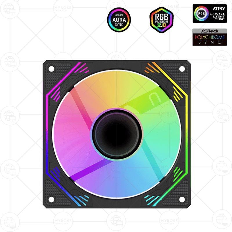 Kit 3 Fan Coolmoon F3 LED ARGB Vô Cực, Sync Main - Black