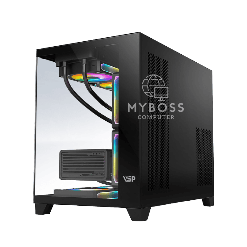 Vỏ Case VSP AQUANAUT PRO GAMING X2 GALAXY - Black (Tặng 3 Fan RGB)