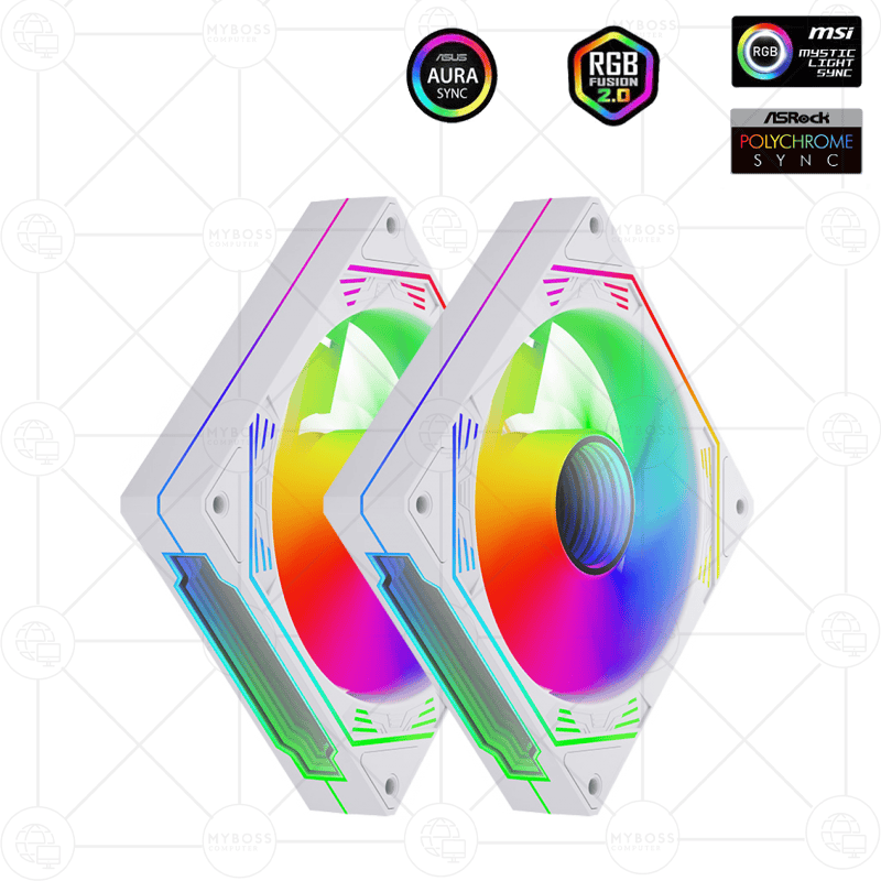 Kit 3 Fan Coolmoon F3 LED ARGB Vô Cực, Sync Main - White