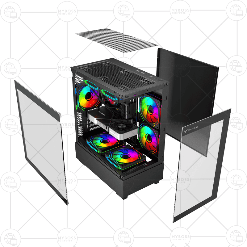 Vỏ Case CENTAUR TIMBER - Black (Tặng 3 Fan RGB)