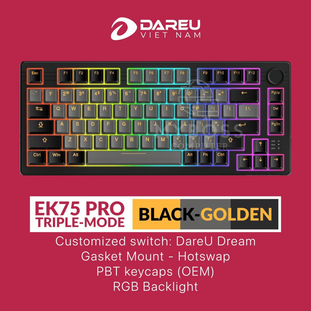 Bàn Phím Cơ Không Dây DareU EK75 Pro (Dream Switch, Triple Mode, Gasket Mount, RGB)