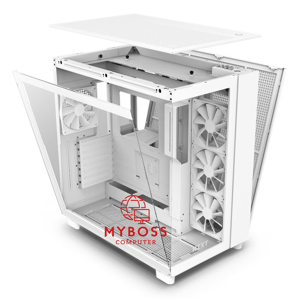 Vỏ Case NZXT H9 Flow - White/ Được Lắp Sẵn 4 Fan Ko Led