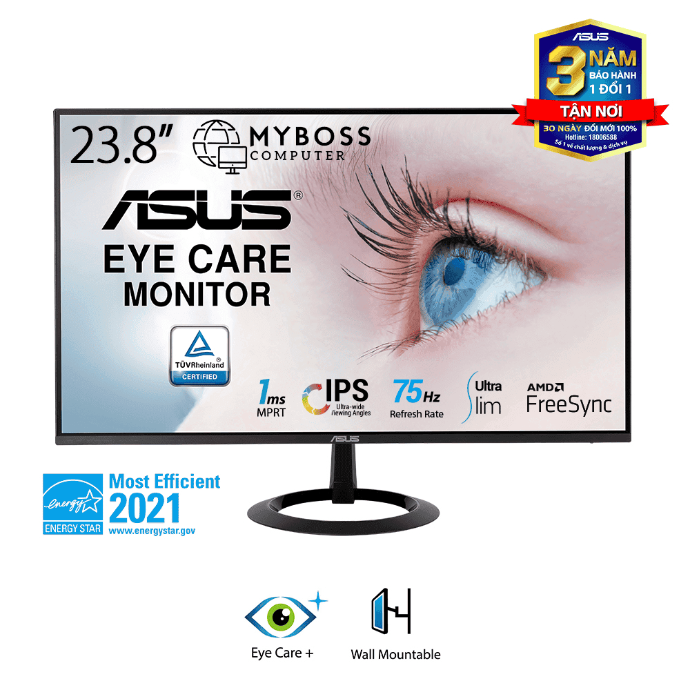 Màn Hình Siêu Mỏng ASUS VZ24EHE 23.8in/ Full HD/ IPS/ Eye Care/ FreeSync