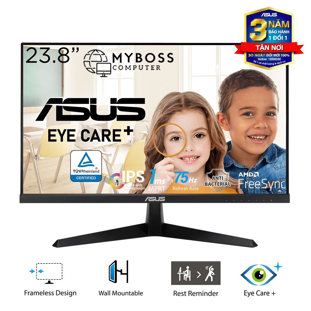 Màn hình Asus VY249HE 23.8in/ FHD/ IPS/ 75hz/ 1ms MPRT/ FreeSync/ EyeCare
