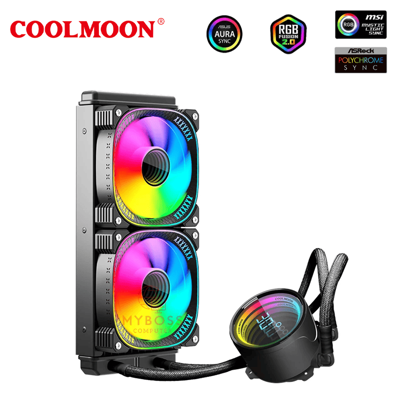 Tản Nhiệt Nước AIO Coolmoon TY1 IM240 ARGB - Black (Màn Hình LCD Hiện Thị Nhiệt Độ)