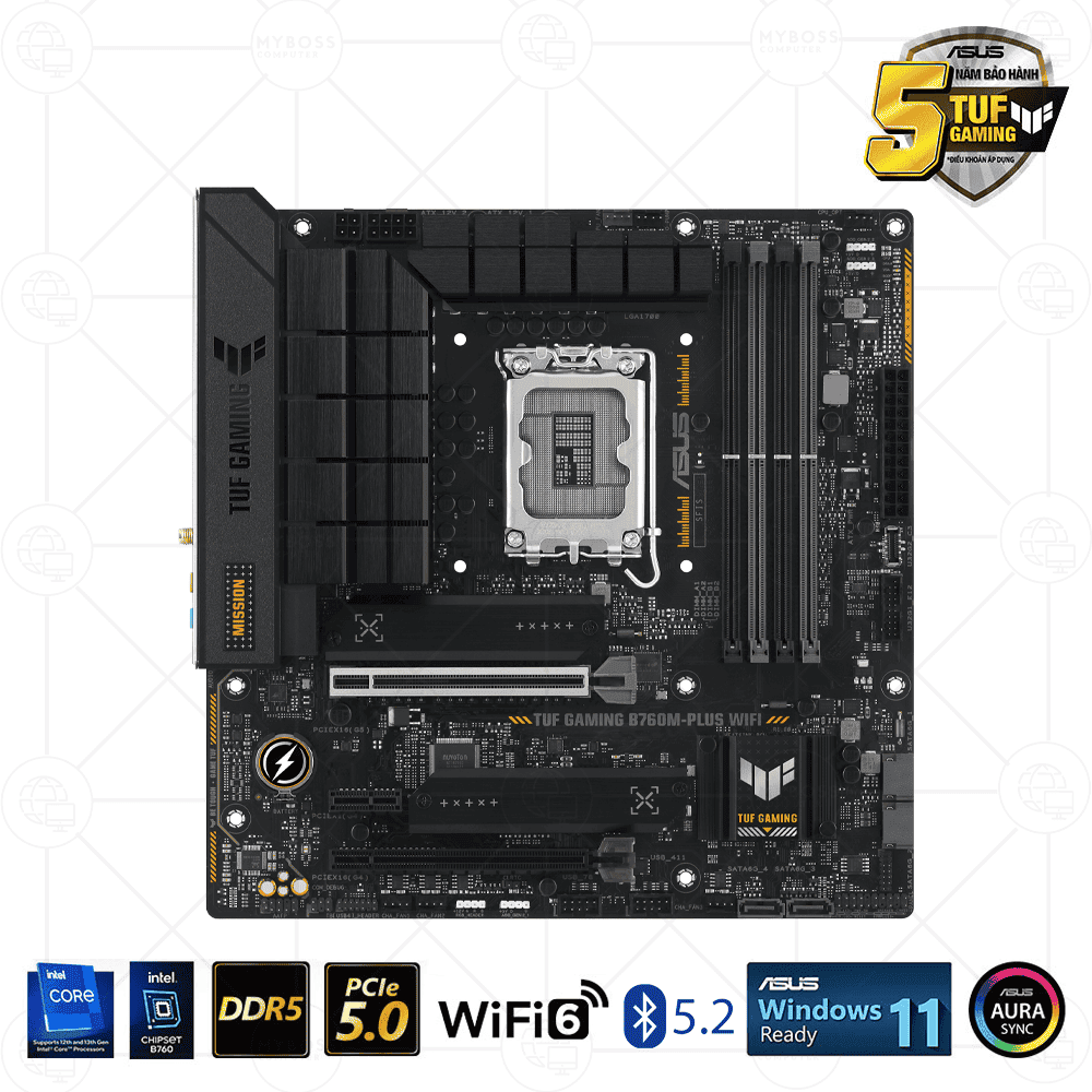 Mainboard ASUS TUF GAMING B760M-PLUS WIFI DDR5 (Intel B760, Socket 1700, m-ATX, 4 khe RAM DDR5, WIFI + Bluetooth)