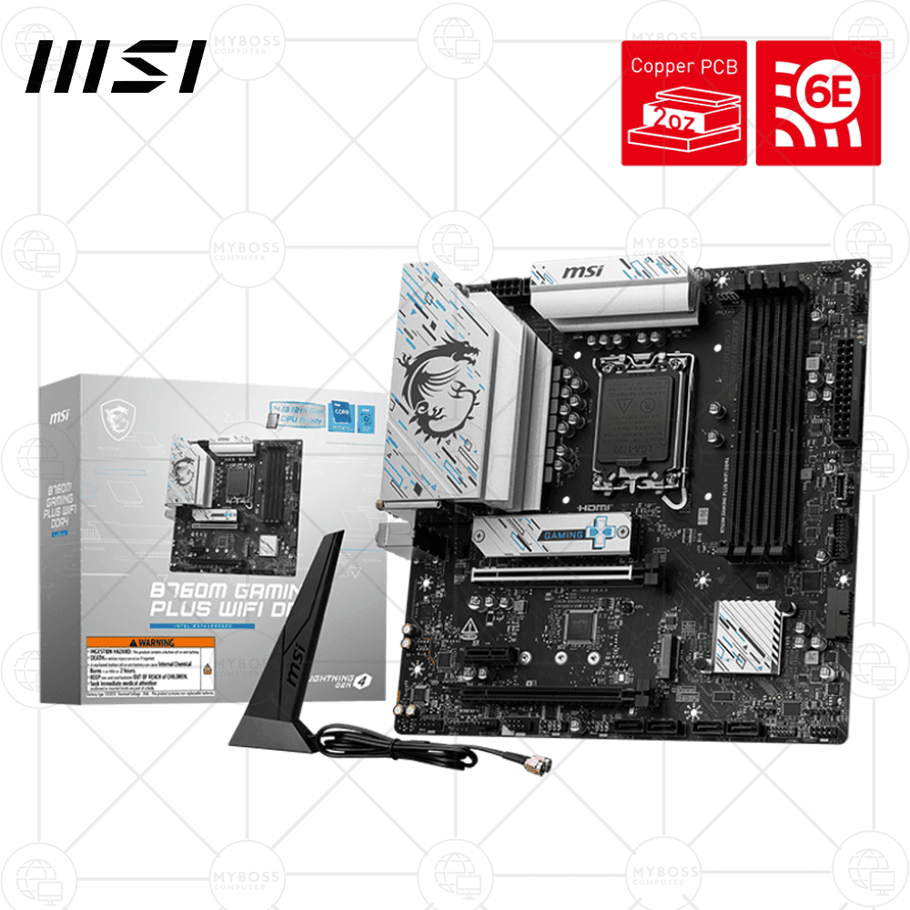 Mainboard MSI B760M GAMING PLUS WIFI DDR4 (Intel B760, LGA 1700, m-ATX, 4 khe DDR4, WIFI + Bluetooth)