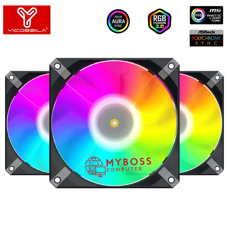 Kit 3 Fan YICOBEILA Led ARGB Sync Main - Black/ D1225VH12TB