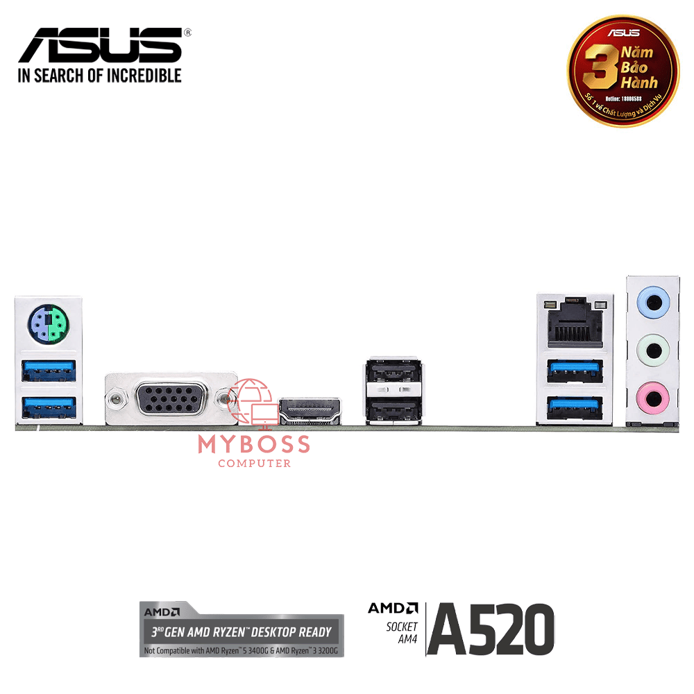 Mainboard ASUS PRIME A520M-K (AMD A520, Socket AM4, m-ATX, 2 khe RAM DDR4)