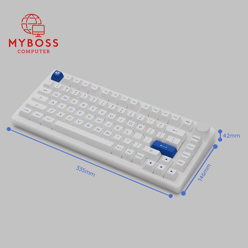 Bàn phím AKKO PC75B Plus Blue on White (Bluetooth 5.0 / Wireless 2.4Ghz / Hotswap / Foam tiêu âm / AKKO CS Jelly switch)