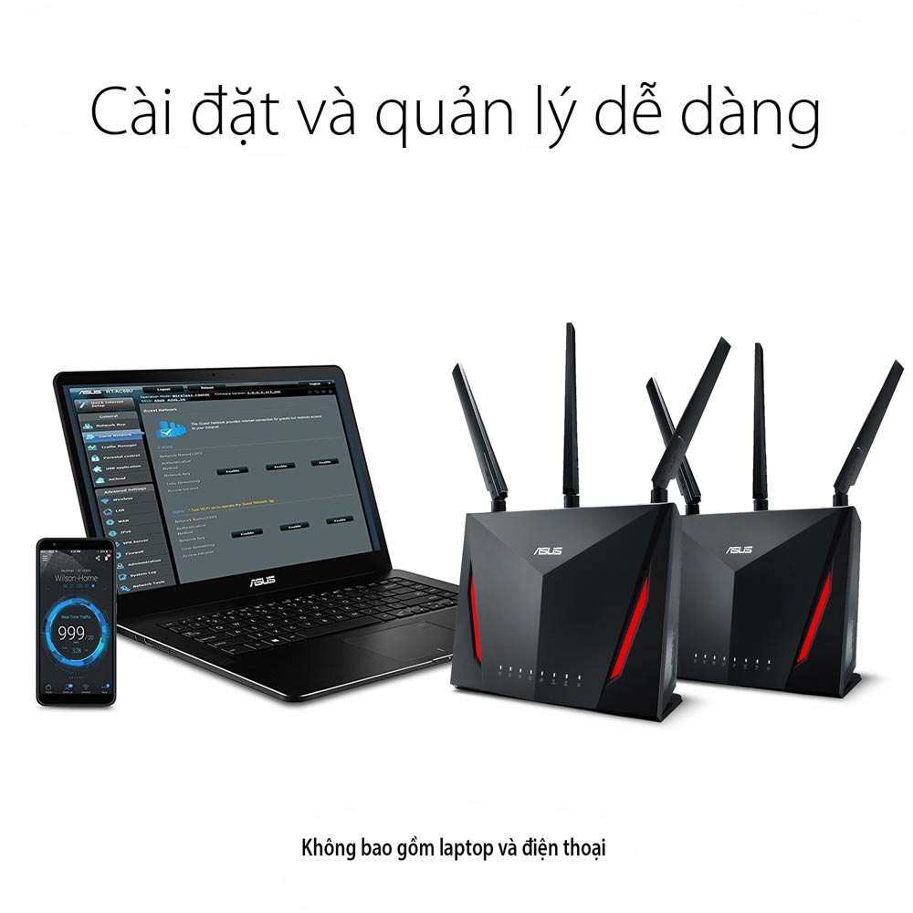 ASUS RT-AC86U (Gaming Router) AC2900 MU-MIMO hỗ trợ AiMesh, bảo vệ mạng AiProtection