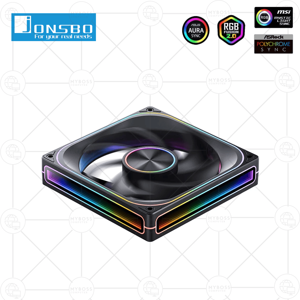 Fan JONSBO ZA-120B LED ARGB Vô Cực, Sync Main - Black