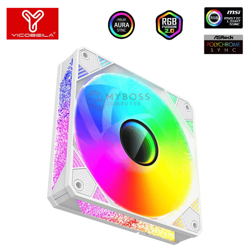 Kit 3 Fan YICOBEILA Led ARGB Sync Main - White/ F-B12