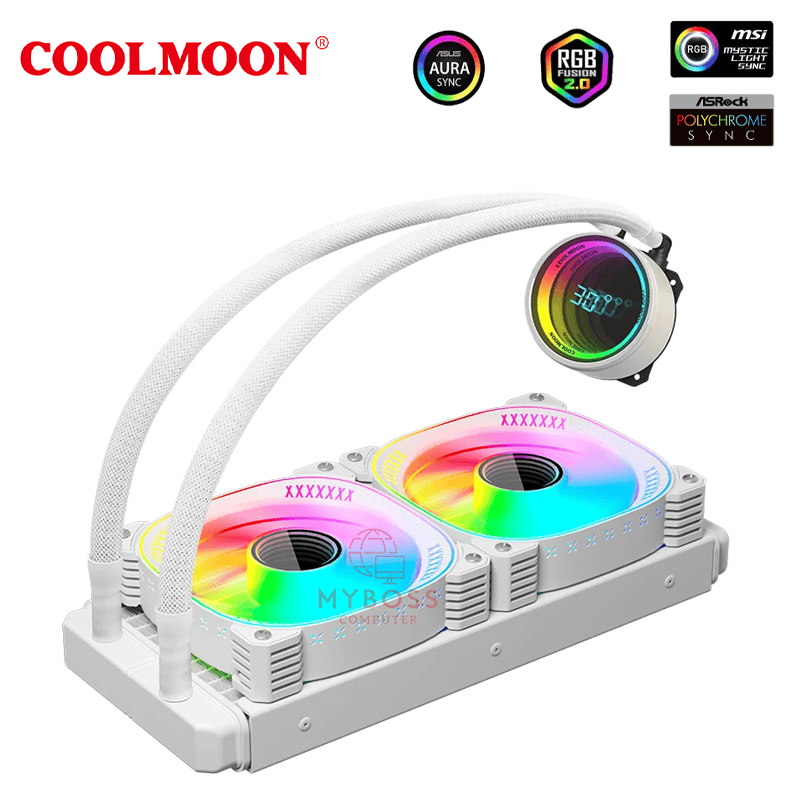 Tản Nhiệt Nước AIO Coolmoon TY1 IM240 ARGB - White (Màn Hình LCD Hiện Thị Nhiệt Độ)