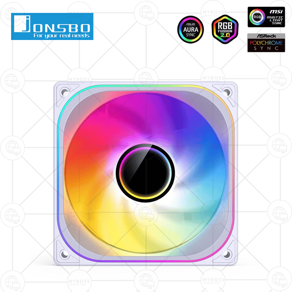 Fan JONSBO ZB-120W LED ARGB Vô Cực, Sync Main - White