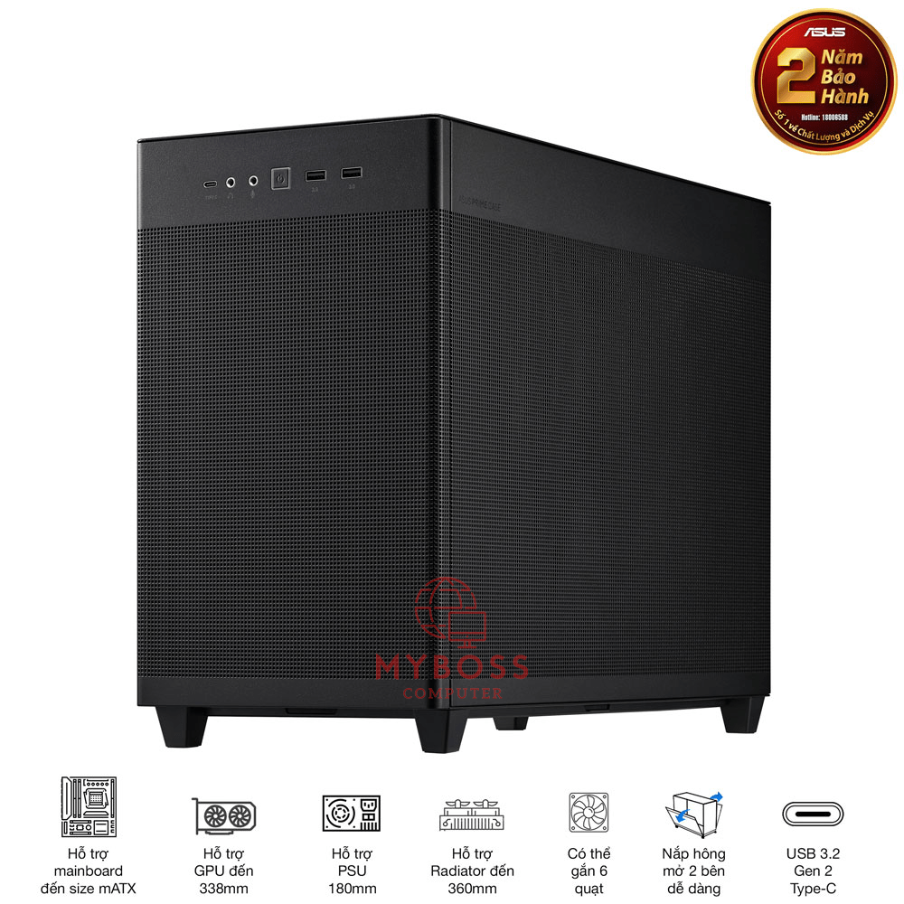 Vỏ Case MicroATX ASUS Prime AP201 TG/ Mặt Kính - Black