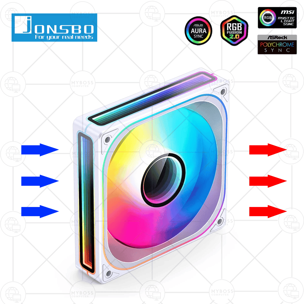 Fan JONSBO ZB-120WR LED ARGB Vô Cực, Sync Main - White/ Cánh Đảo Chiều