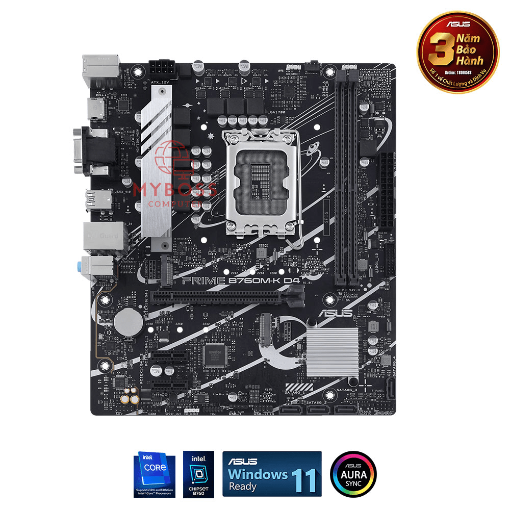 Mainboard ASUS PRIME B760M-K D4 (Intel B760, Socket 1700, m-ATX, 2 khe RAM DDR4)