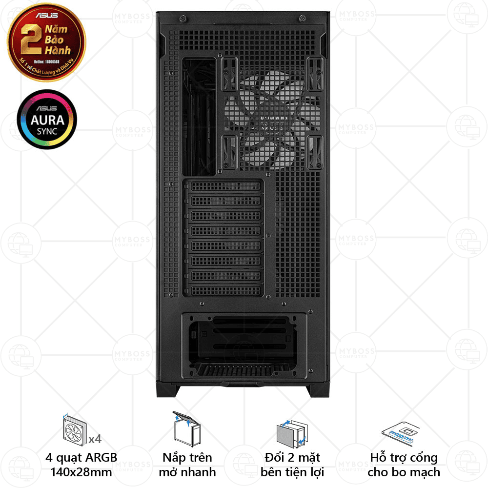 Vỏ Case TUF Gaming GT302 ARGB - Black (Tặng 4 Fan ASUS ARGB)