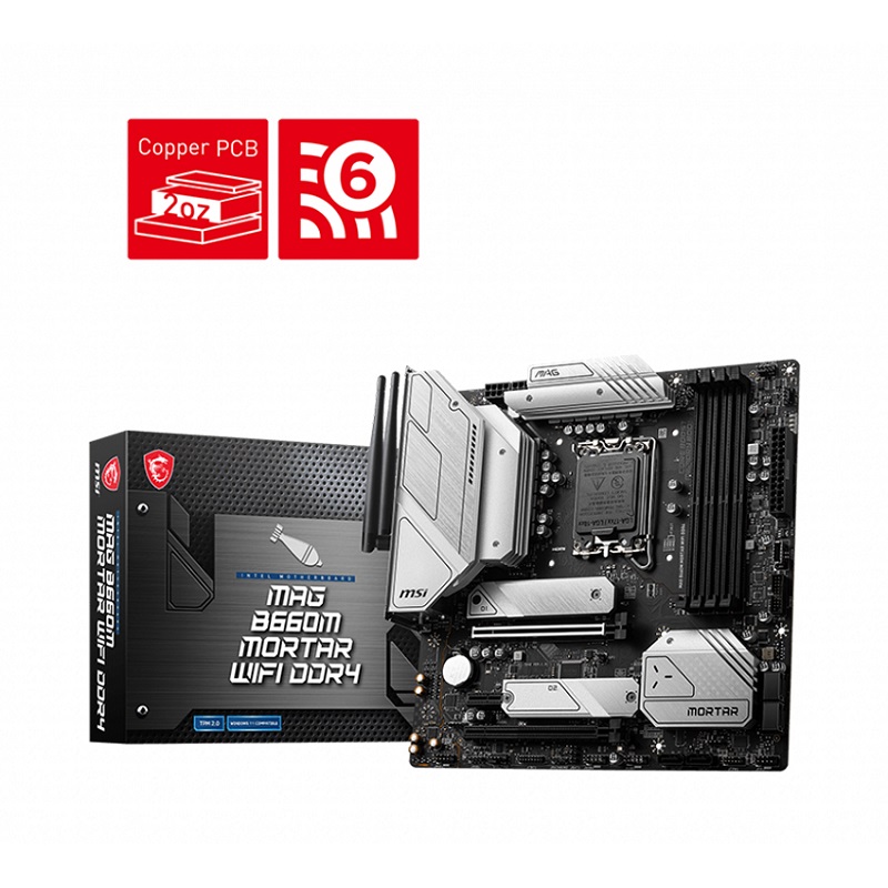 Mainboard MSI MAG B660M MORTAR WIFI DDR4 (Intel B660, Socket 1700, m-ATX, 4 khe RAM DDR4)