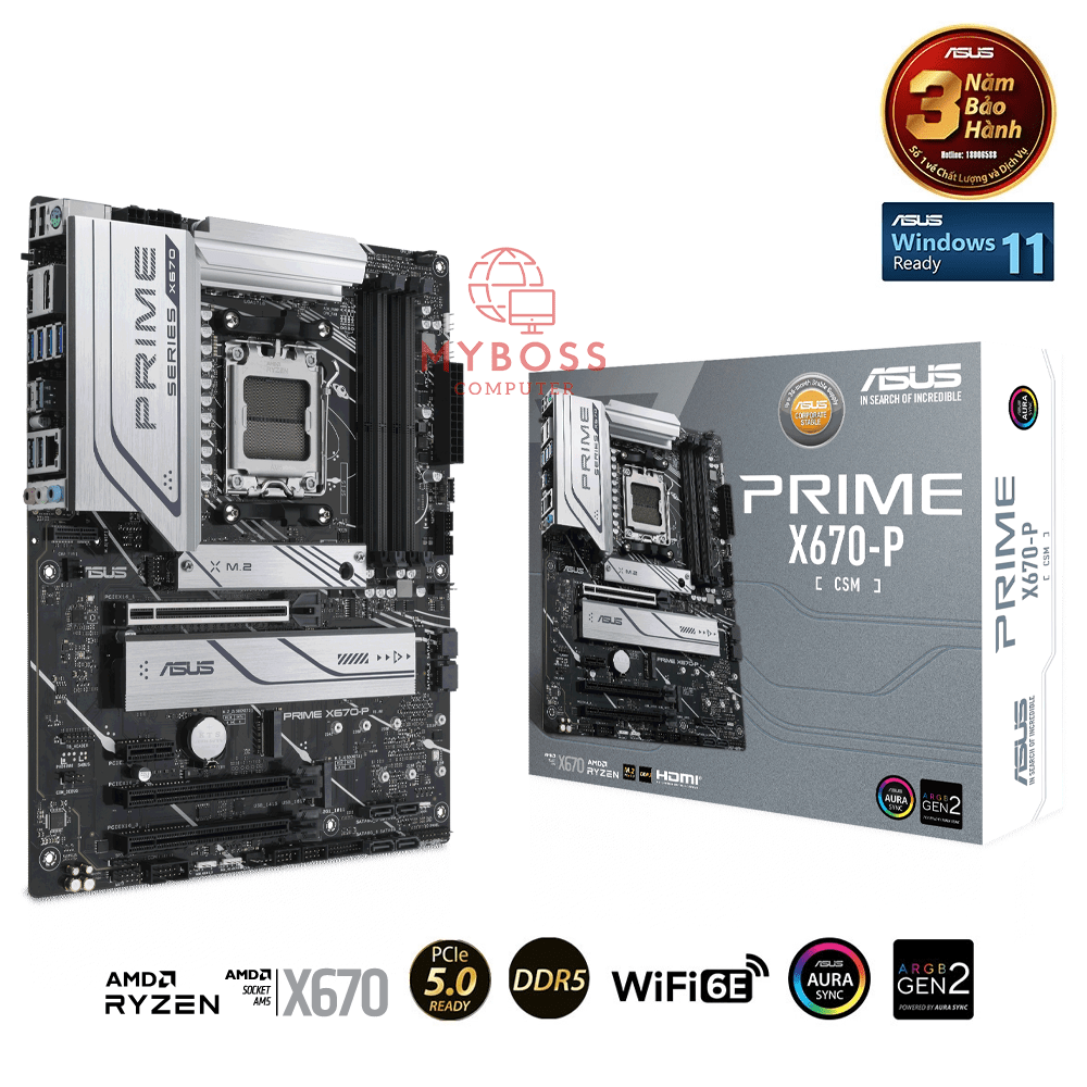 Mainboard ASUS PRIME X670-P CSM (AMD X670, Socket AM5, ATX, 4 khe RAM DDR5)