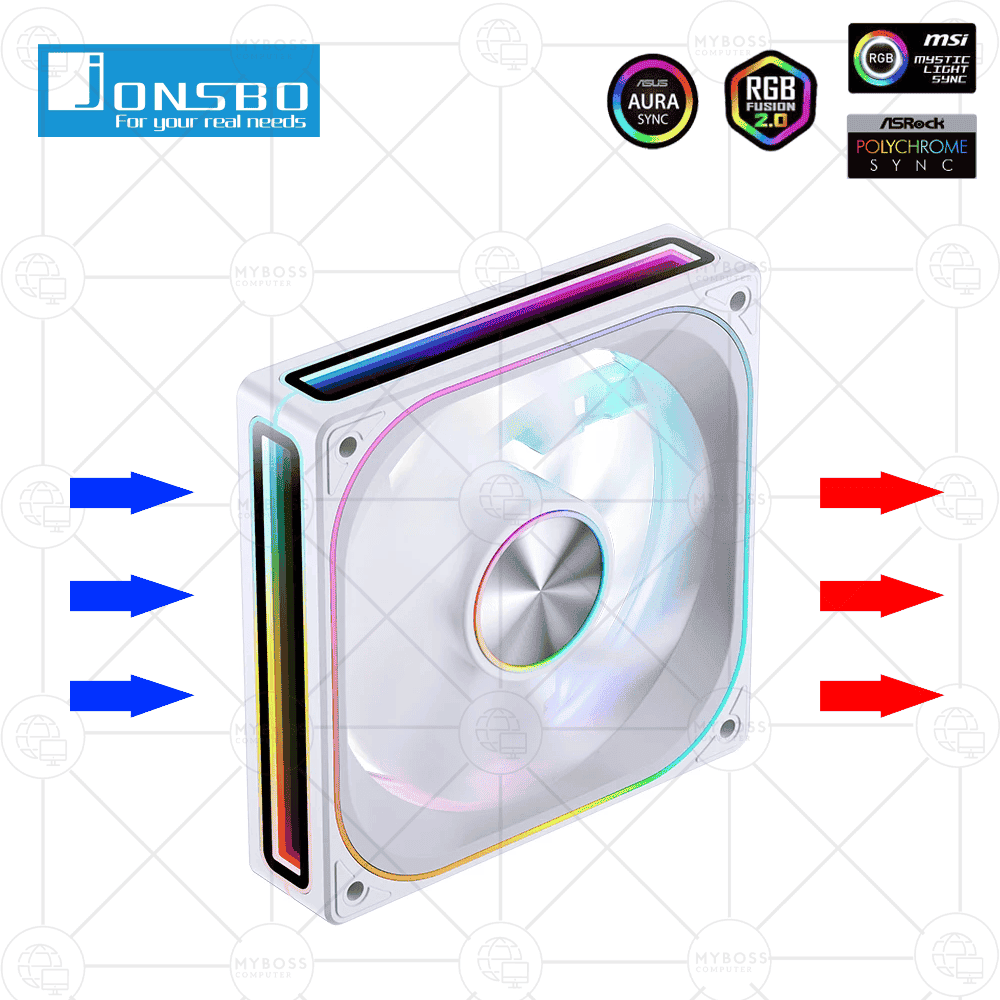 Fan JONSBO ZA-120WR LED ARGB Vô Cực, Sync Main - White/ Cánh Đảo Chiều