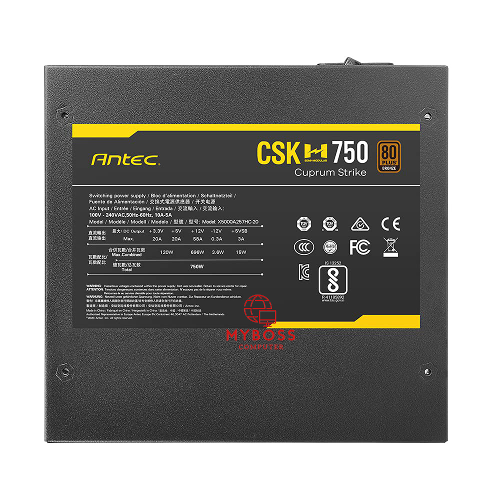 Nguồn Antec CUPRUM STRIKE CSK 750W - 80 Plus Bronze/ Semi Modular