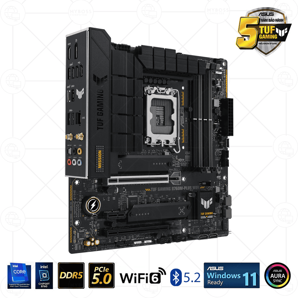 Mainboard ASUS TUF GAMING B760M-PLUS WIFI DDR5 (Intel B760, Socket 1700, m-ATX, 4 khe RAM DDR5, WIFI + Bluetooth)