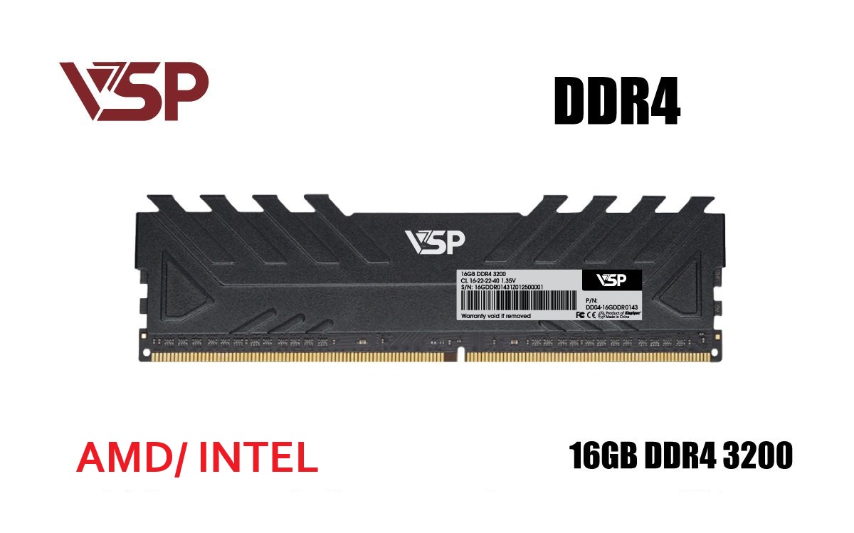 RAM VSP 16G BUS 3200MHZ DDR4 BLACK/ AMD/ Intel/ Kẹp tản