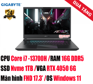Laptop Gigabyte AORUS 17 BKF-73VN254SH/ i7-13700H/ RAM 16GB DDR5/ SSD 1TB/ RTX 4050 6GB