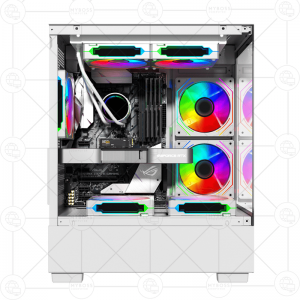 Vỏ Case CENTAUR TIMBER - White (Tặng 3 Fan RGB)