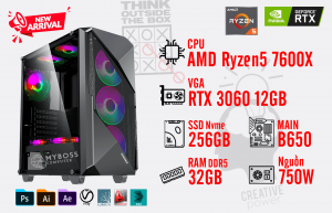 Bộ PC Ryzen5 7600X/ Ram 32G/ SSD Nvme 256G/ VGA RTX 3060 12GB