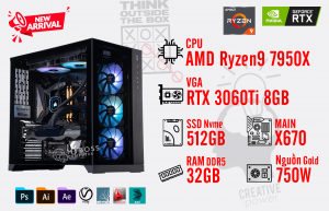 Bộ PC Ryzen9 7950X/ Ram 32G/ SSD Nvme 512G/ VGA RTX 3060Ti
