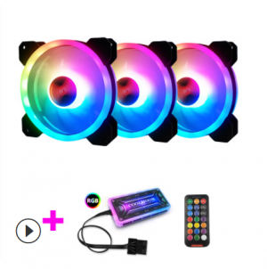 Kit Fan CooLmoon V2 Led Rainbow RGB ( 3 fan +  Hud + điều khiển )