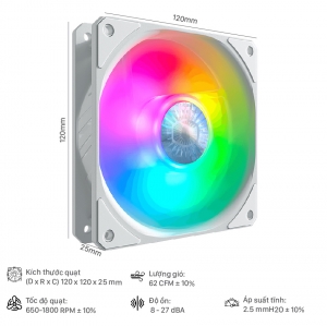 Fan Case CoolerMaster SickeFlow 120 ARGB WHITE Edition 3 in 1 - Bộ 3 Fan
